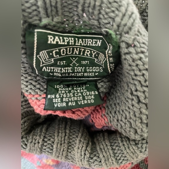 Ralph Lauren Country® RARE 90s Cotton Hand-Knit Western Sweater - S - Picture 6 of 7